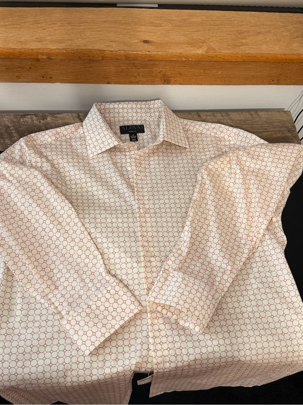 Alfani Men's Cream Long-Sleeve Shirt with Red Geometric Print